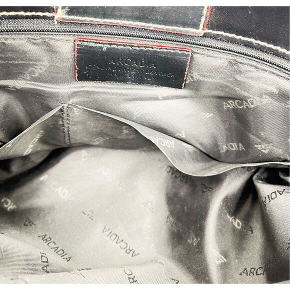 Arcadia Italian Genuine Black Patent Leather Double Handle Rectangle Bag EUC - Picture 12 of 13